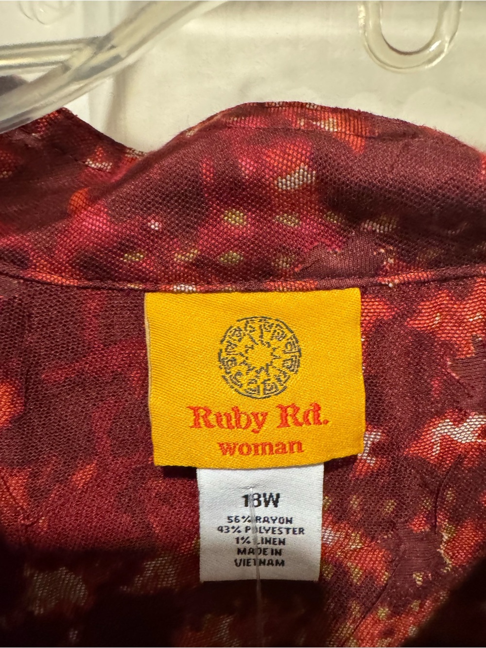 Ruby Rd. Women's Red Multi-Tone Patterned Button Jacket - Picture 2 of 3